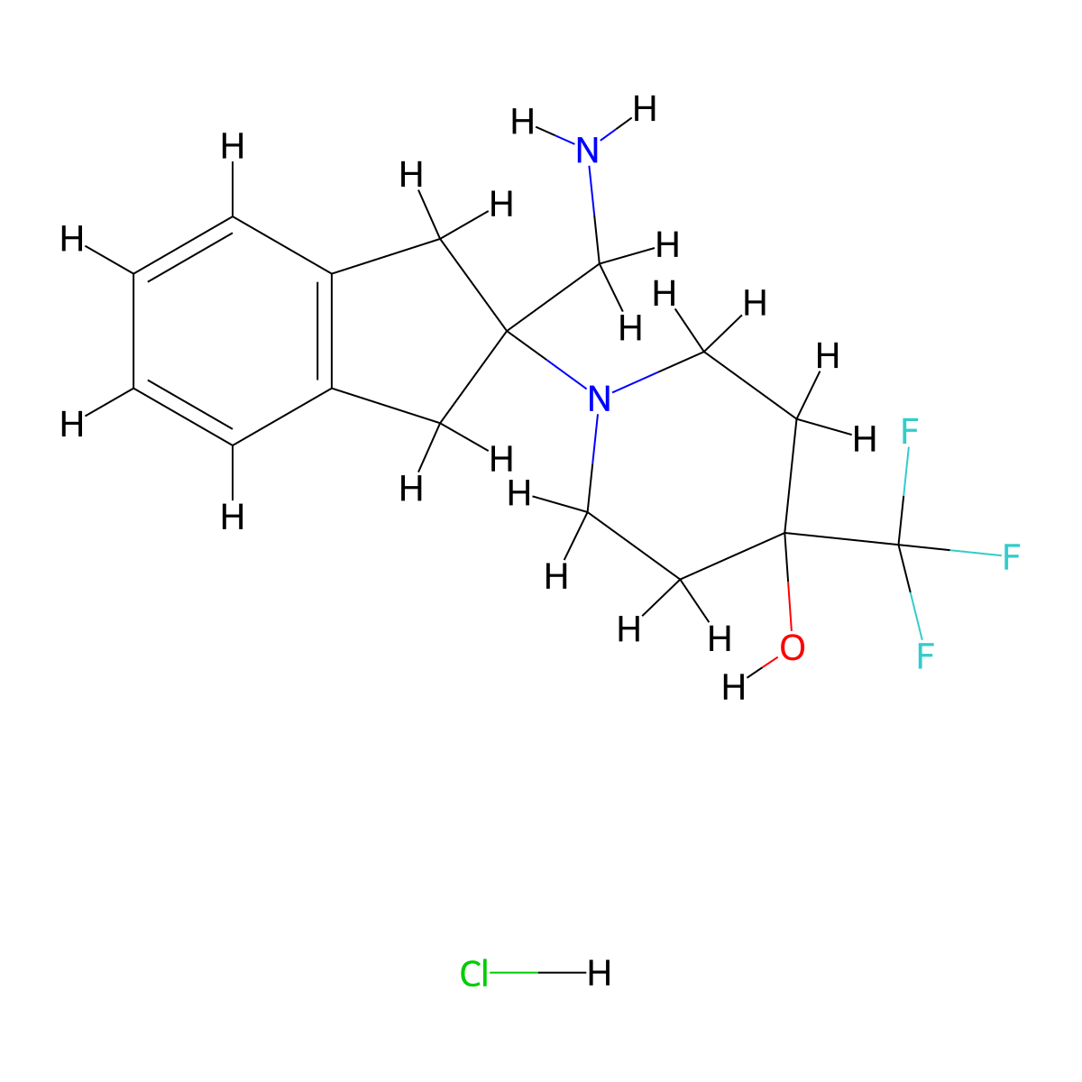 1-(2-(Aminomethyl)-2,3-dihydro-1H-inden-2-YL)-4-(trifluoromethyl)piperidin-4-OL hydrochloride molecular structure, CAS 1189422-75-0