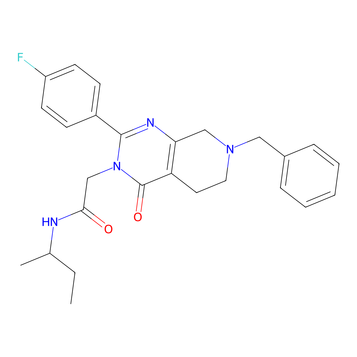 2-[7-benzyl-2-(4-fluorophenyl)-4-oxo-3H,4H,5H,6H,7H,8H-pyrido[3,4-d]pyrimidin-3-yl]-N-(butan-2-yl)acetamide molecular structure, CAS 1189422-90-9