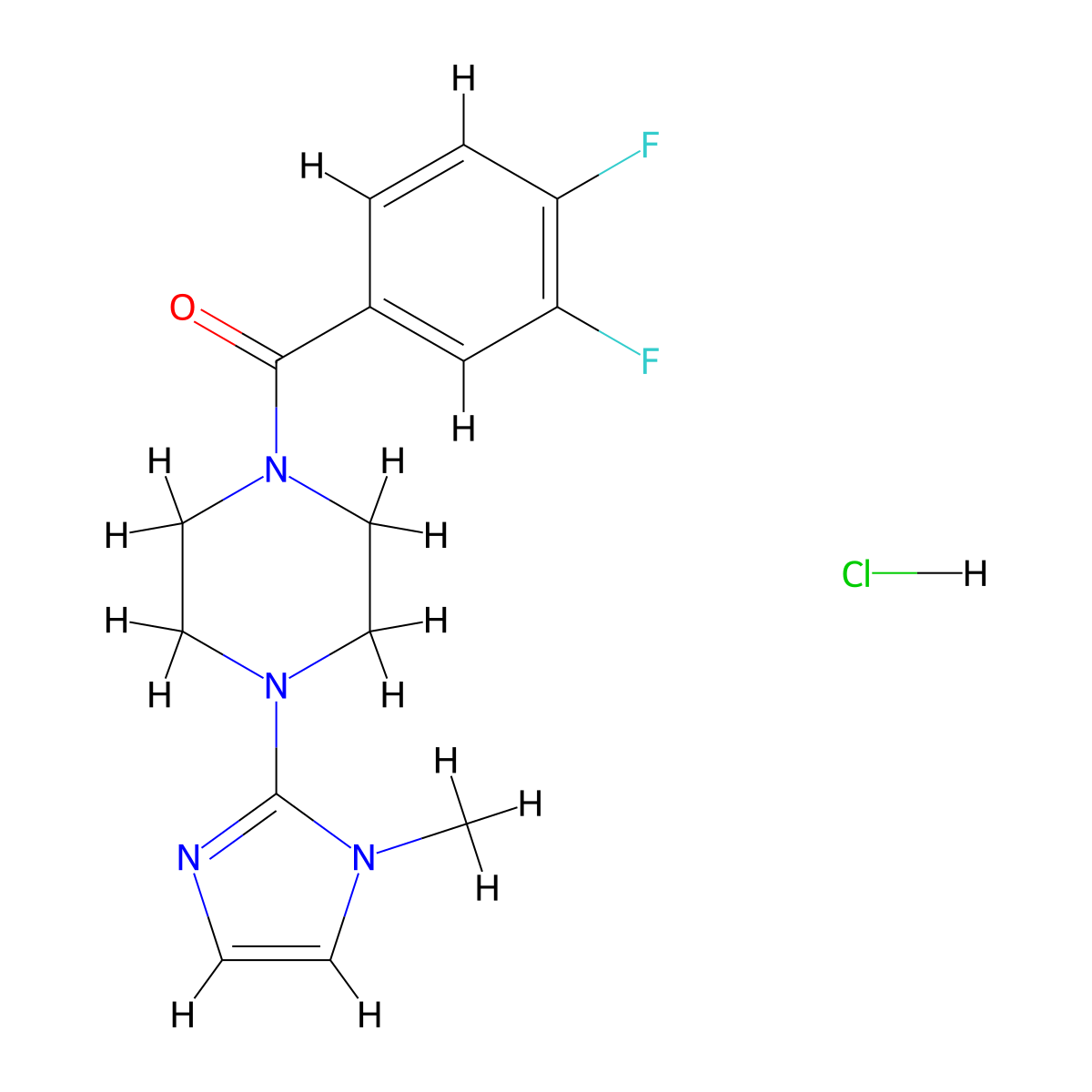 (3,4-difluorophenyl)(4-(1-methyl-1H-imidazol-2-yl)piperazin-1-yl)methanone hydrochloride molecular structure, CAS 1189423-71-9