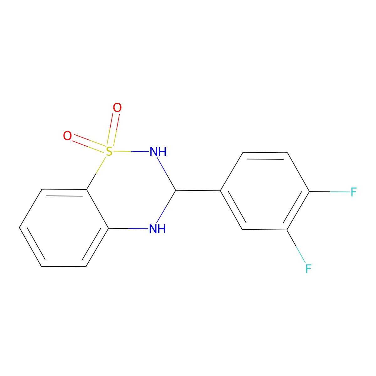 3-(3,4-difluorophenyl)-3,4-dihydro-2H-1lambda6,2,4-benzothiadiazine-1,1-dione molecular structure, CAS 1189424-03-0