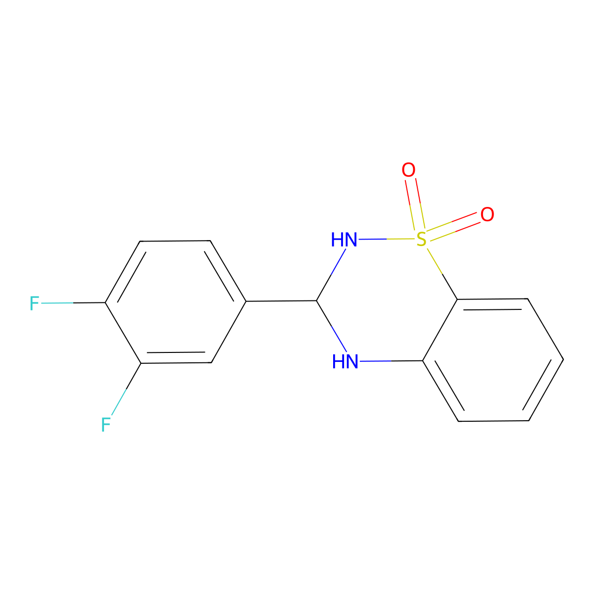 3-(3,4-difluorophenyl)-3,4-dihydro-2H-1lambda6,2,4-benzothiadiazine-1,1-dione molecular structure, CAS 1189424-03-0