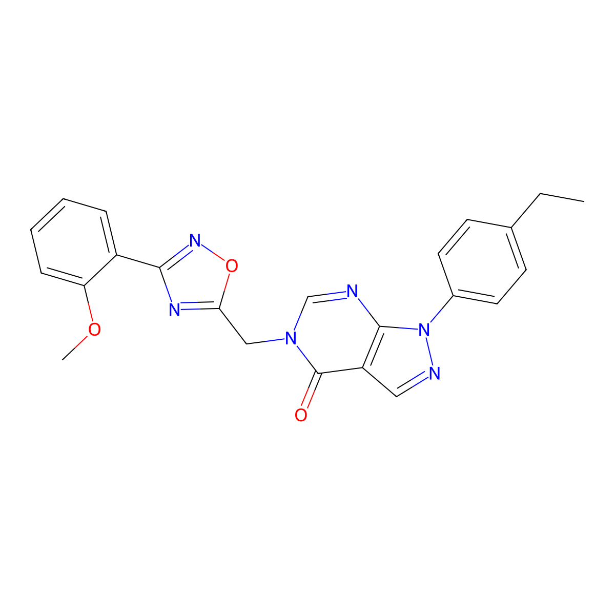 1-(4-ethylphenyl)-5-((3-(2-methoxyphenyl)-1,2,4-oxadiazol-5-yl)methyl)-1H-pyrazolo[3,4-d]pyrimidin-4(5H)-one molecular structure, CAS 1189424-32-5