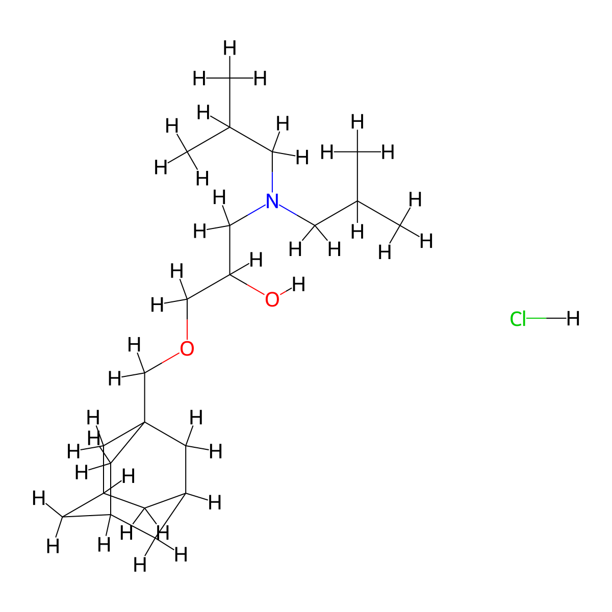 {3-[(Adamantan-1-yl)methoxy]-2-hydroxypropyl}bis(2-methylpropyl)amine hydrochloride molecular structure, CAS 1189424-39-2