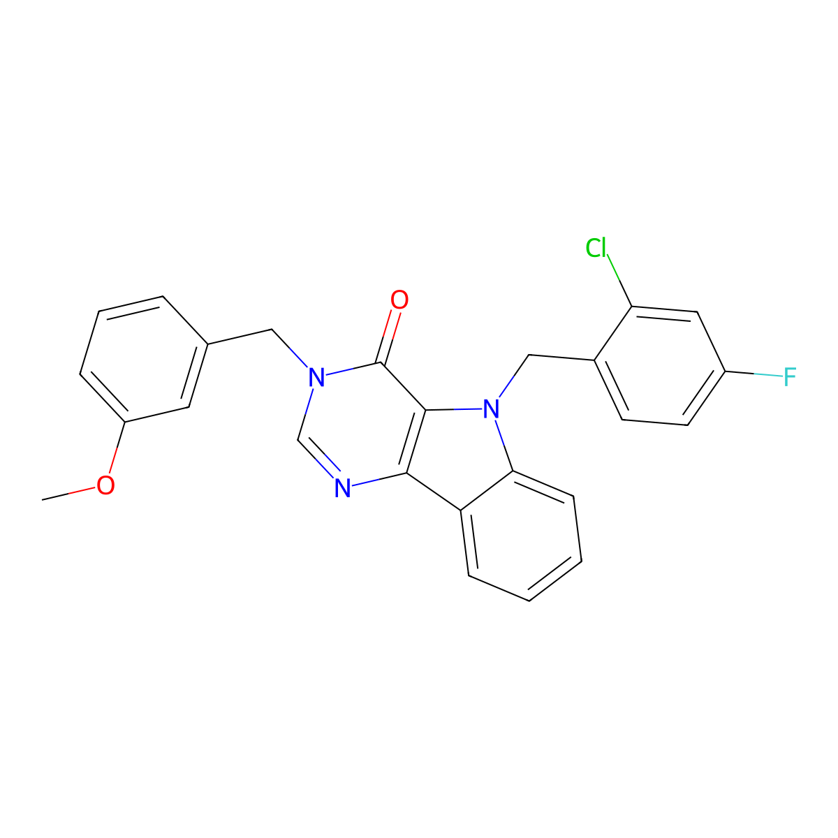 5-(2-chloro-4-fluorobenzyl)-3-(3-methoxybenzyl)-3H-pyrimido[5,4-b]indol-4(5H)-one molecular structure, CAS 1189425-15-7