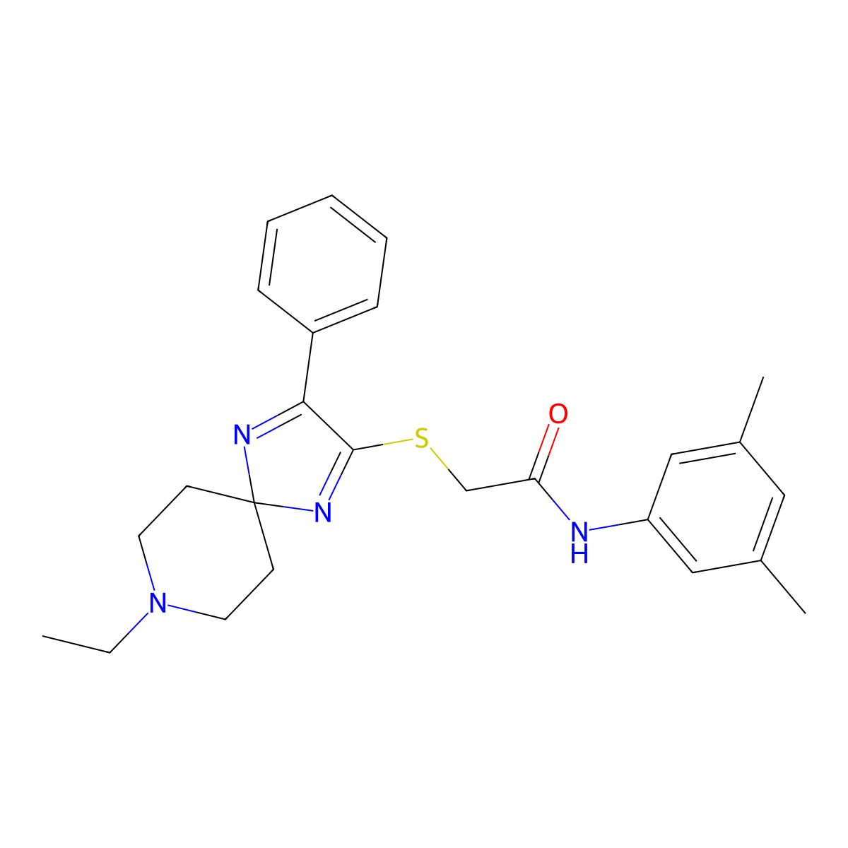 N-(3,5-Dimethylphenyl)-2-({8-ethyl-3-phenyl-1,4,8-triazaspiro[4.5]deca-1,3-dien-2-YL}sulfanyl)acetamide molecular structure, CAS 1189426-90-1