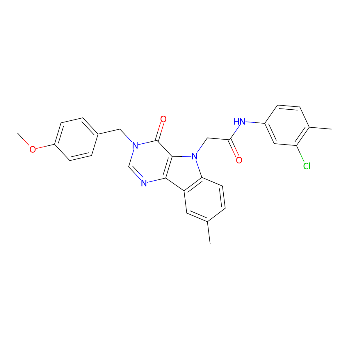 N-(3-chloro-4-methylphenyl)-2-(3-(4-methoxybenzyl)-8-methyl-4-oxo-3H-pyrimido[5,4-b]indol-5(4H)-yl)acetamide molecular structure, CAS 1189426-91-2