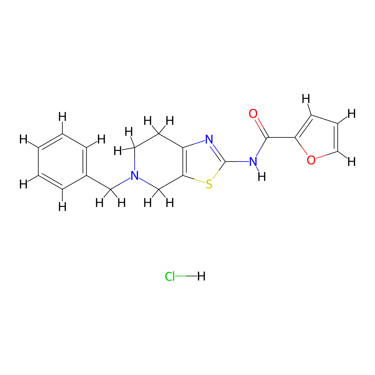 N-(5-benzyl-4,5,6,7-tetrahydrothiazolo[5,4-c]pyridin-2-yl)furan-2-carboxamide hydrochloride molecular structure, CAS 1189427-30-2