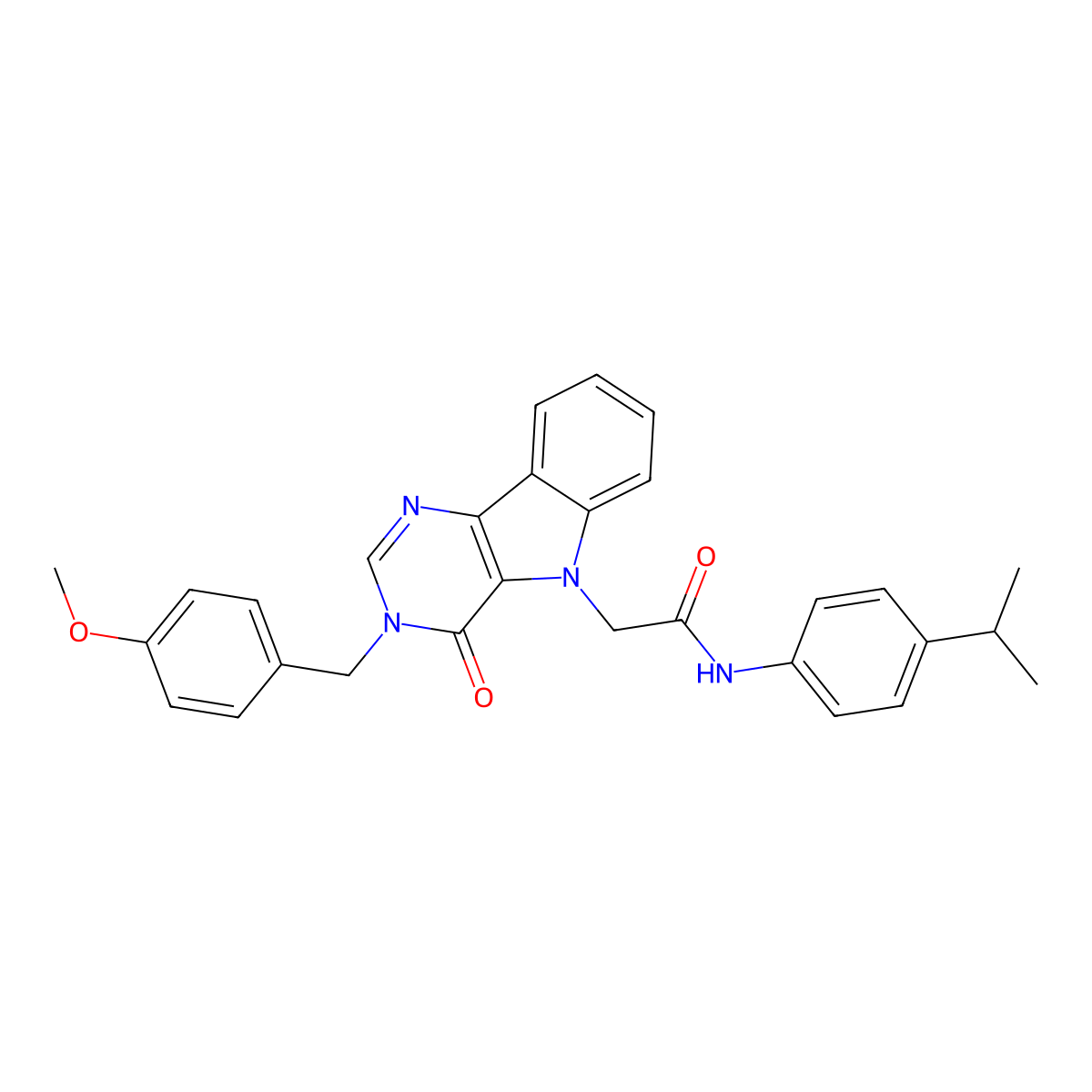 N-(4-isopropylphenyl)-2-(3-(4-methoxybenzyl)-4-oxo-3H-pyrimido[5,4-b]indol-5(4H)-yl)acetamide molecular structure, CAS 1189427-64-2