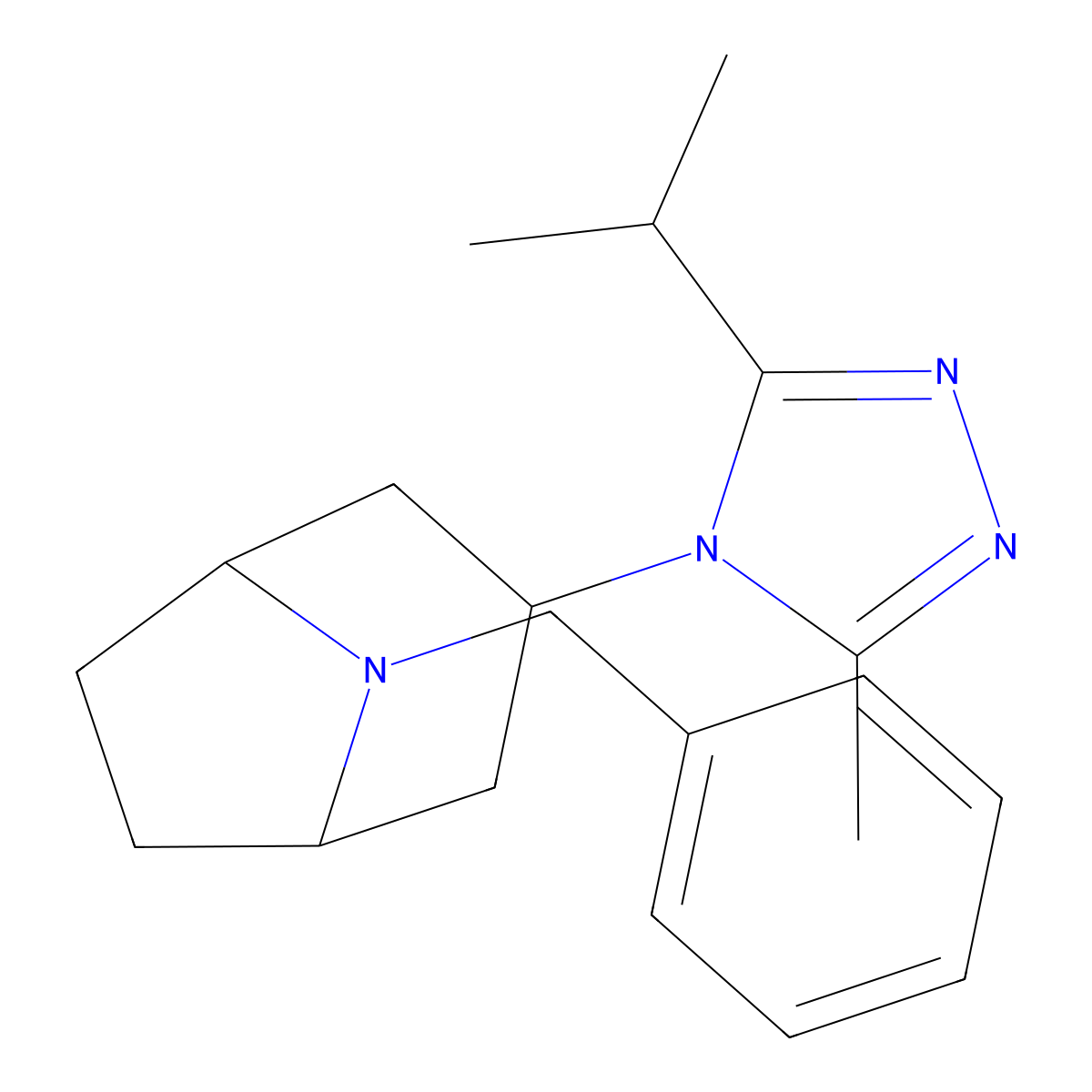8-benzyl-3-(3-isopropyl-5-methyl-4H-1,2,4-triazol-4-yl)-8-aza-bicyclo[3.2.1]octane molecular structure, CAS 1189427-66-4
