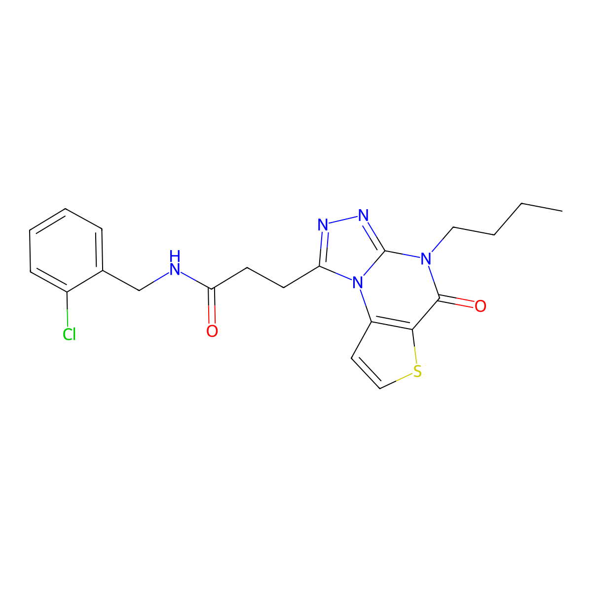 3-(4-butyl-5-oxo-4,5-dihydrothieno[2,3-e][1,2,4]triazolo[4,3-a]pyrimidin-1-yl)-N-(2-chlorobenzyl)propanamide molecular structure, CAS 1189427-97-1