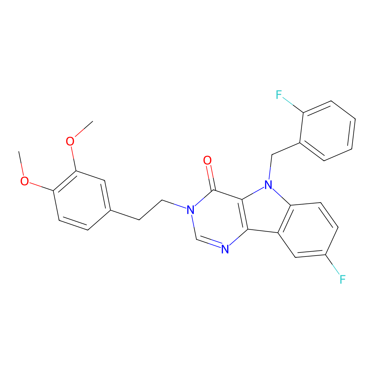 3-(3,4-dimethoxyphenethyl)-8-fluoro-5-(2-fluorobenzyl)-3H-pyrimido[5,4-b]indol-4(5H)-one molecular structure, CAS 1189428-10-1