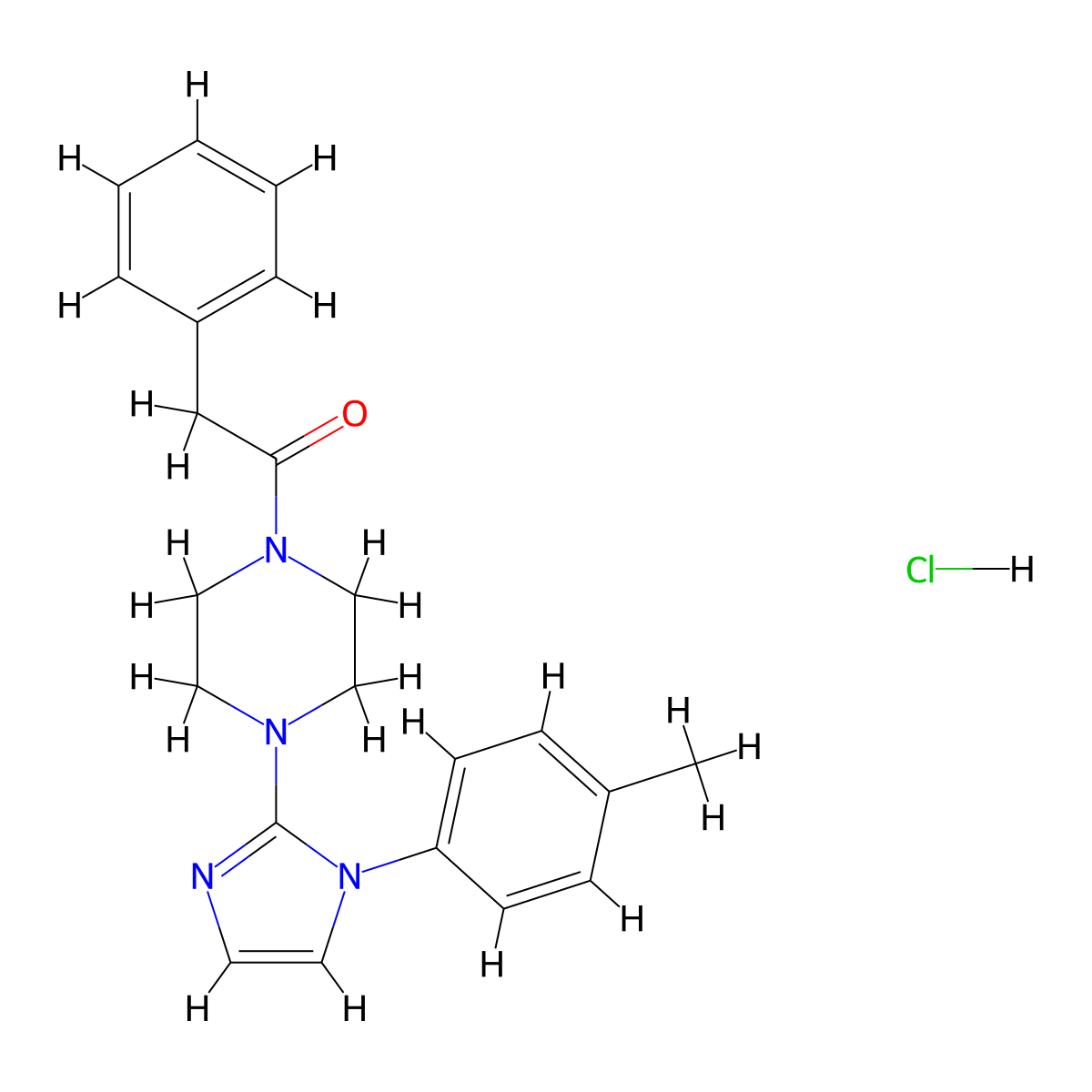 2-phenyl-1-(4-(1-(p-tolyl)-1H-imidazol-2-yl)piperazin-1-yl)ethanone hydrochloride molecular structure, CAS 1189428-22-5
