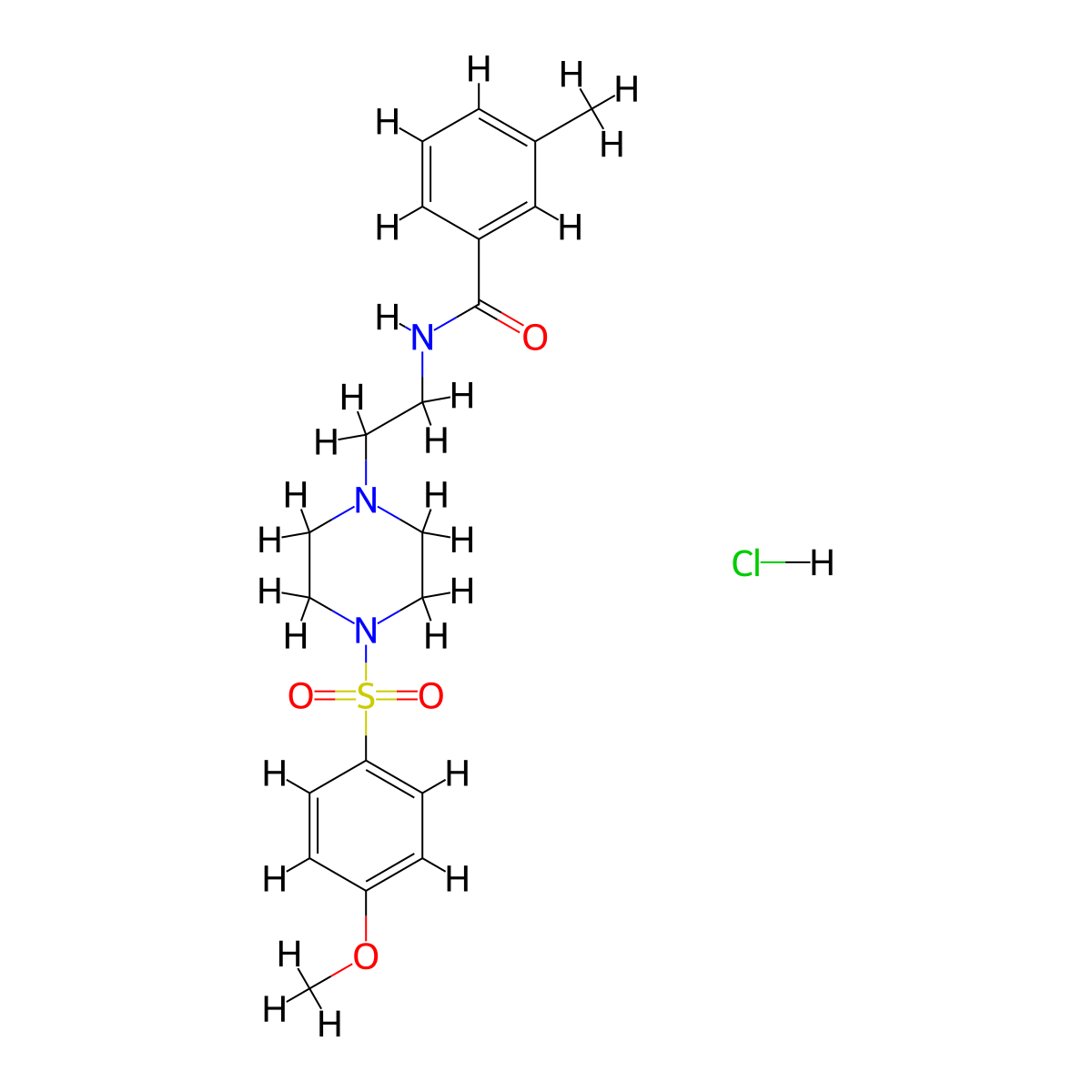 N-(2-(4-((4-methoxyphenyl)sulfonyl)piperazin-1-yl)ethyl)-3-methylbenzamide hydrochloride molecular structure, CAS 1189428-29-2