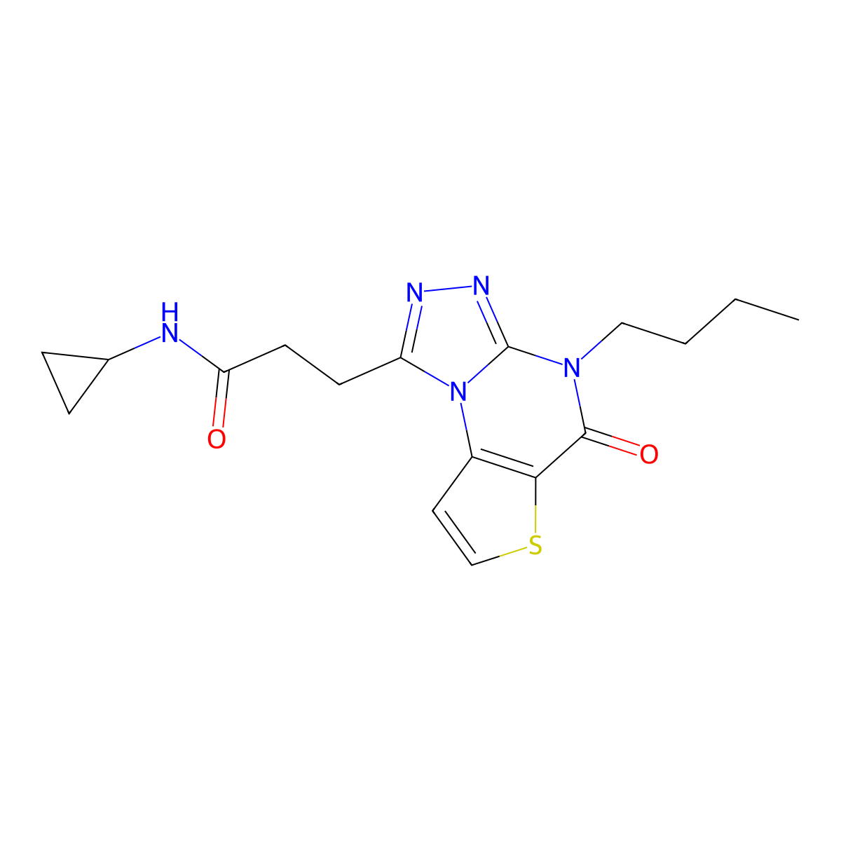 3-(4-butyl-5-oxo-4,5-dihydrothieno[2,3-e][1,2,4]triazolo[4,3-a]pyrimidin-1-yl)-N-cyclopropylpropanamide molecular structure, CAS 1189428-90-7