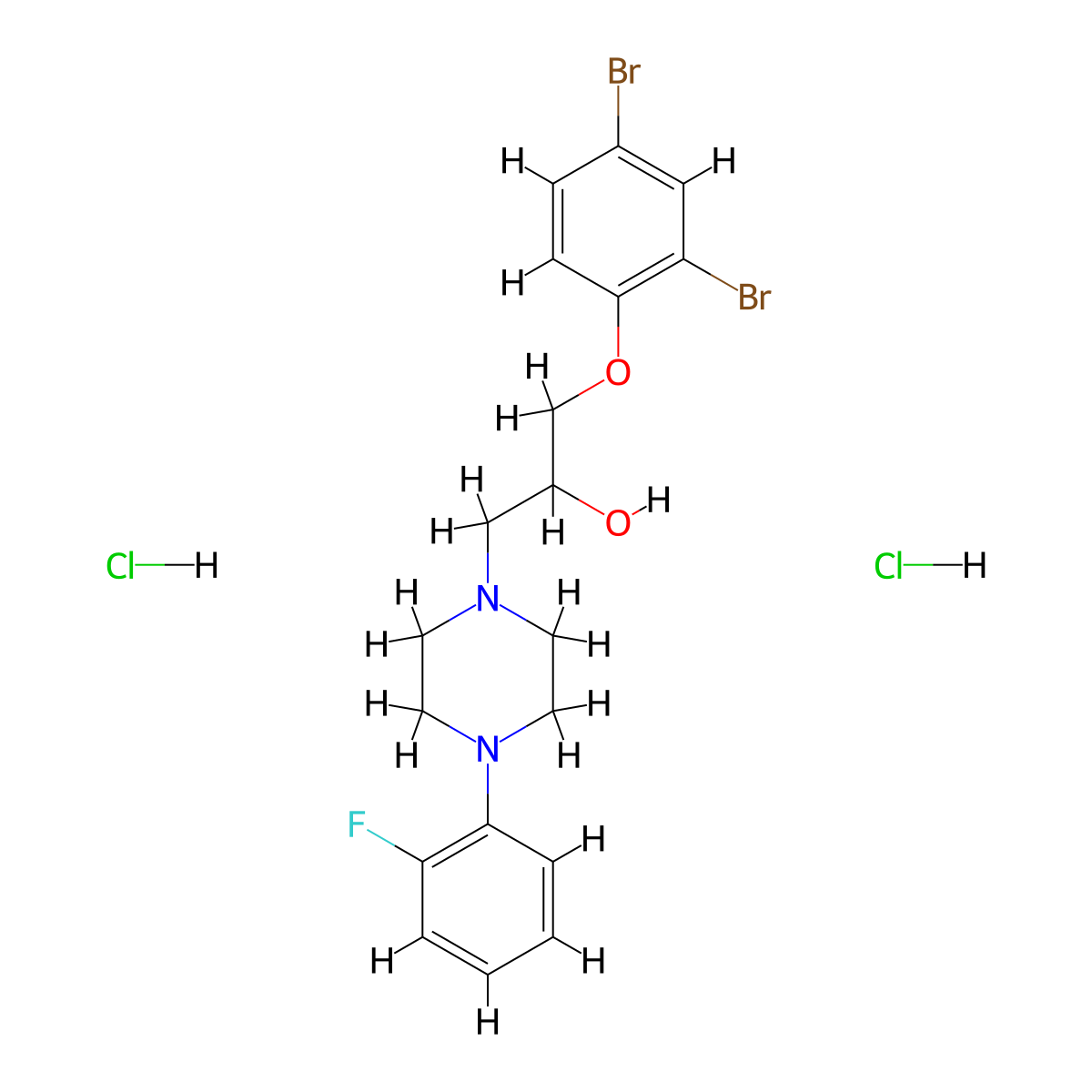 1-(2,4-Dibromophenoxy)-3-(4-(2-fluorophenyl)piperazin-1-yl)propan-2-ol dihydrochloride molecular structure, CAS 1189430-26-9