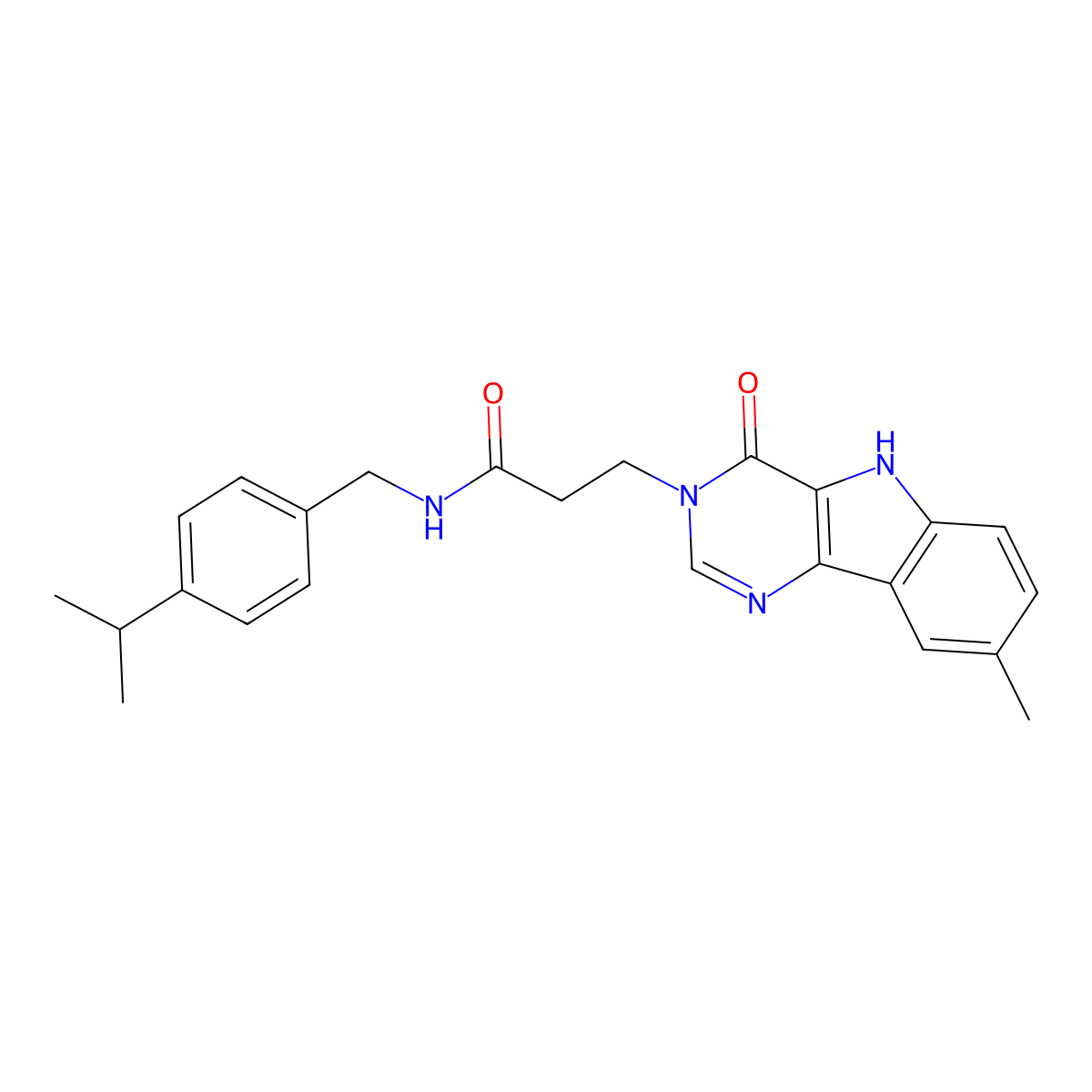 N-(4-isopropylbenzyl)-3-(8-methyl-4-oxo-4,5-dihydro-3H-pyrimido[5,4-b]indol-3-yl)propanamide molecular structure, CAS 1189430-29-2