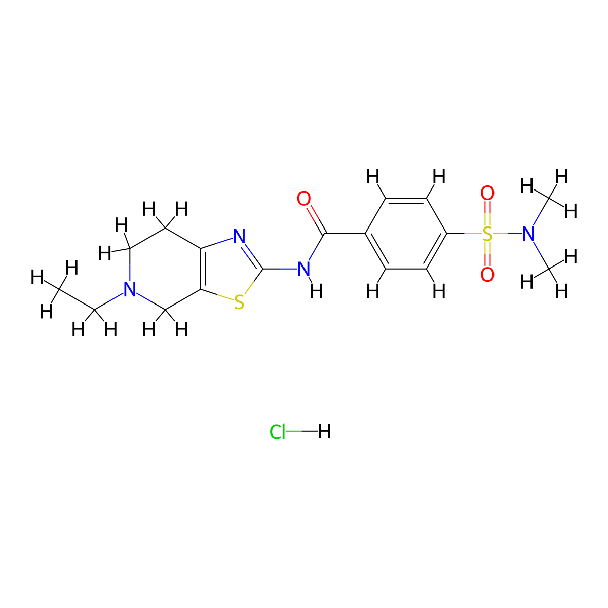 4-(N,N-dimethylsulfamoyl)-N-(5-ethyl-4,5,6,7-tetrahydrothiazolo[5,4-c]pyridin-2-yl)benzamide hydrochloride molecular structure, CAS 1189430-62-3