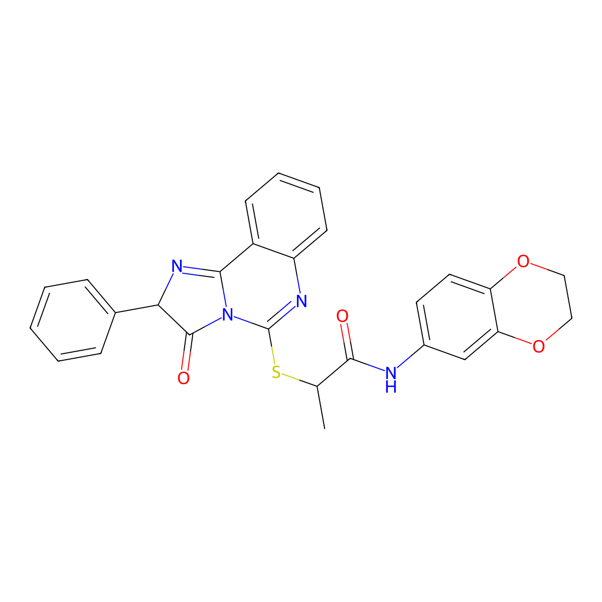 N-(2,3-dihydro-1,4-benzodioxin-6-yl)-2-[(3-oxo-2-phenyl-2,3-dihydroimidazo[1,2-c]quinazolin-5-yl)thio]propanamide molecular structure, CAS 1189430-79-2