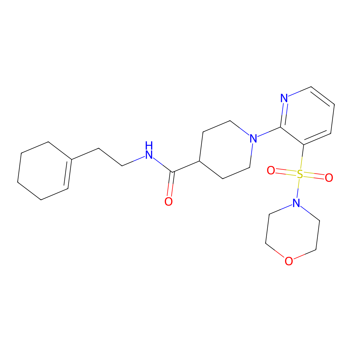 N-[2-(cyclohex-1-en-1-yl)ethyl]-1-[3-(morpholine-4-sulfonyl)pyridin-2-yl]piperidine-4-carboxamide molecular structure, CAS 1189431-68-2