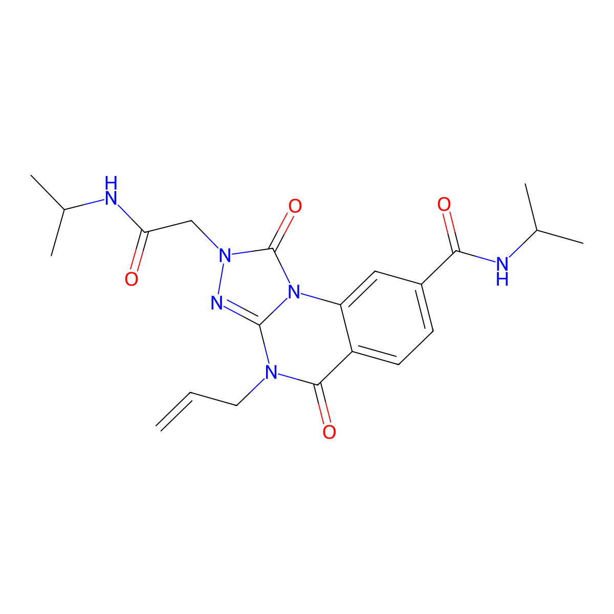 4-allyl-N-isopropyl-2-(2-(isopropylamino)-2-oxoethyl)-1,5-dioxo-1,2,4,5-tetrahydro-[1,2,4]triazolo[4,3-a]quinazoline-8-carboxamide molecular structure, CAS 1189432-07-2