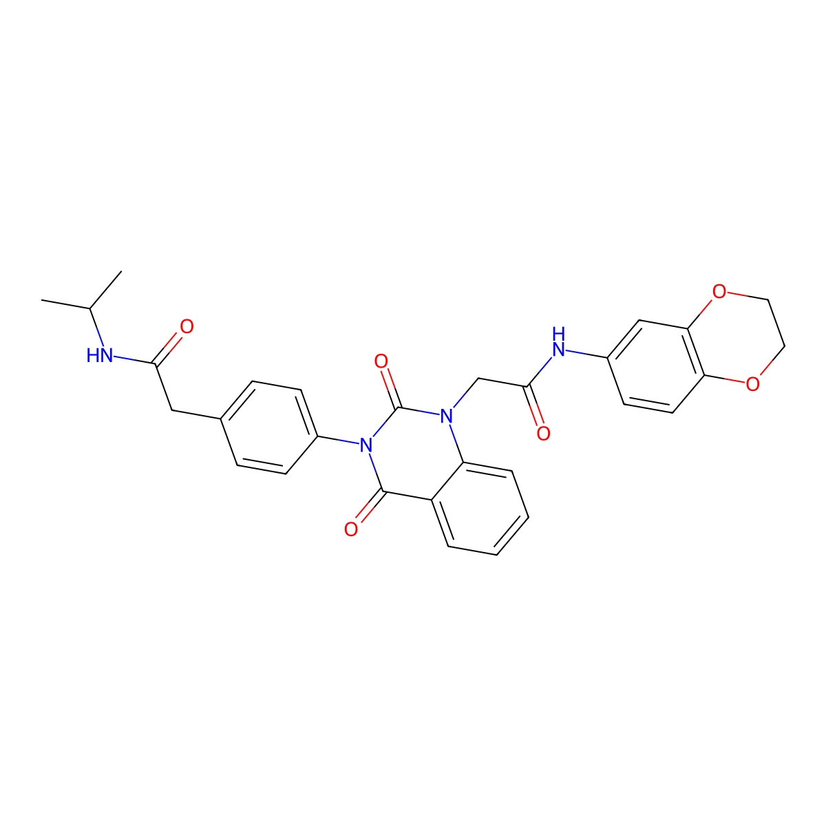 N-(2,3-dihydrobenzo[b][1,4]dioxin-6-yl)-2-(3-(4-(2-(isopropylamino)-2-oxoethyl)phenyl)-2,4-dioxo-3,4-dihydroquinazolin-1(2H)-yl)acetamide molecular structure, CAS 1189433-57-5