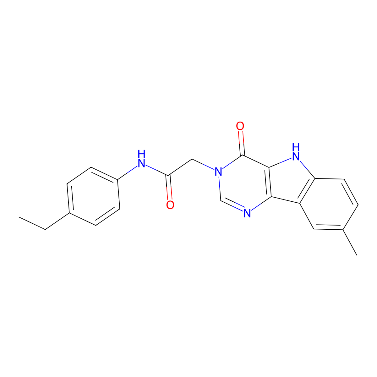 N-(4-ethylphenyl)-2-{8-methyl-4-oxo-3H,4H,5H-pyrimido[5,4-b]indol-3-yl}acetamide molecular structure, CAS 1189434-33-0