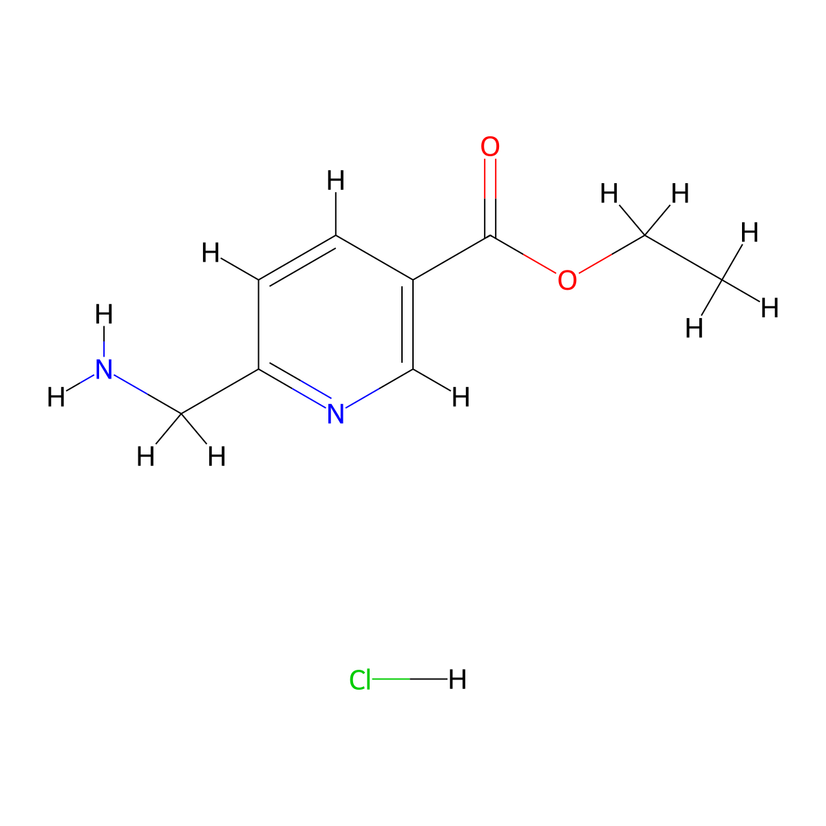 Ethyl 6-(aminomethyl)nicotinate hydrochloride molecular structure, CAS 1189434-55-6