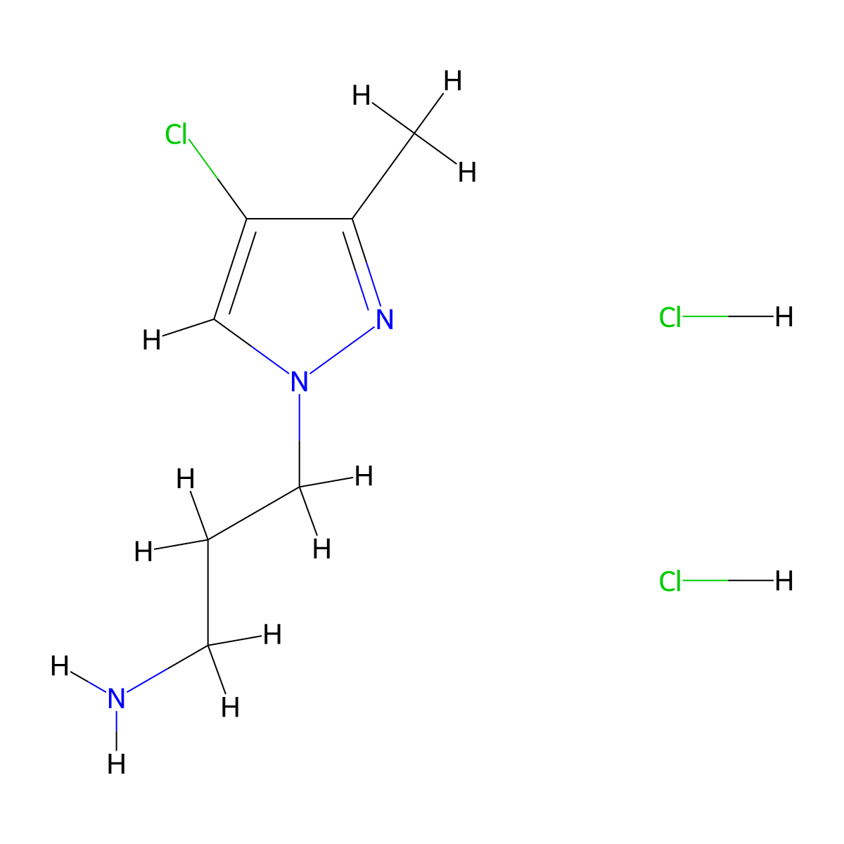3-(4-Chloro-3-methyl-1H-pyrazol-1-yl)propan-1-amine dihydrochloride molecular structure, CAS 1189434-81-8