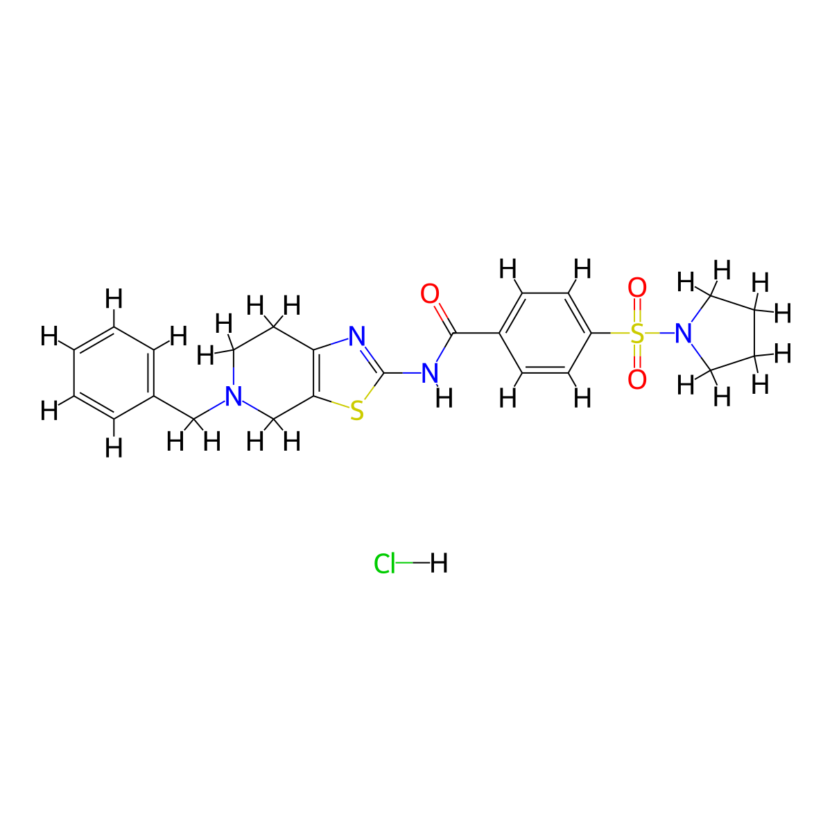 N-(5-benzyl-4,5,6,7-tetrahydrothiazolo[5,4-c]pyridin-2-yl)-4-(pyrrolidin-1-ylsulfonyl)benzamide hydrochloride molecular structure, CAS 1189436-86-9