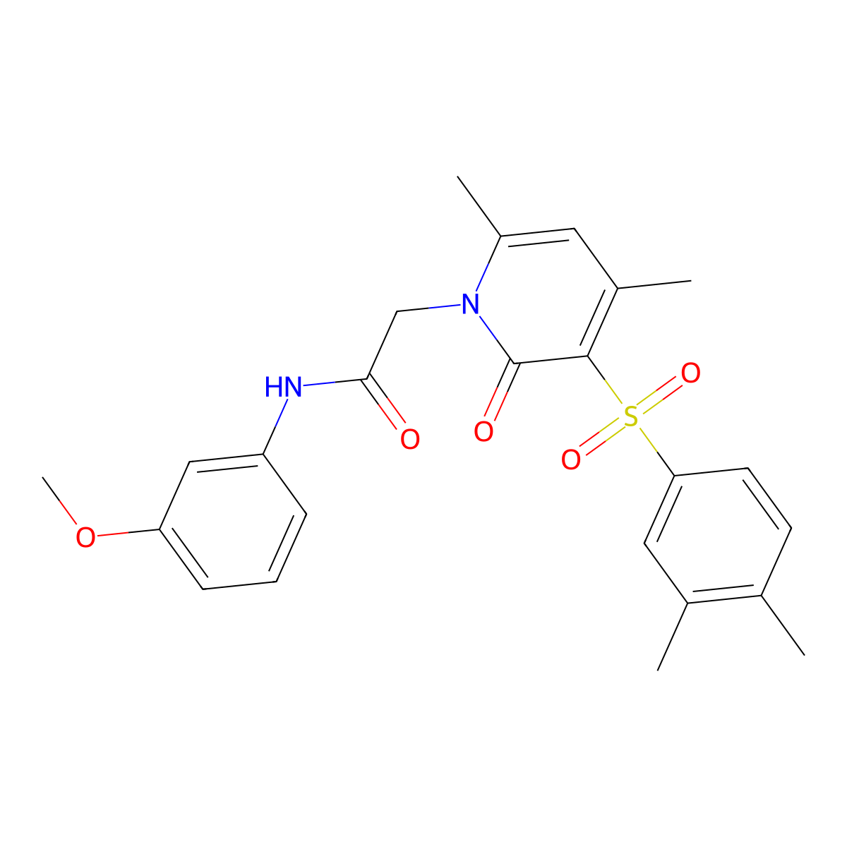 2-(3-((3,4-dimethylphenyl)sulfonyl)-4,6-dimethyl-2-oxopyridin-1(2H)-yl)-N-(3-methoxyphenyl)acetamide molecular structure, CAS 1189437-00-0