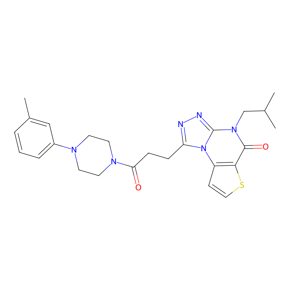4-isobutyl-1-(3-oxo-3-(4-(m-tolyl)piperazin-1-yl)propyl)thieno[2,3-e][1,2,4]triazolo[4,3-a]pyrimidin-5(4H)-one molecular structure, CAS 1189437-48-6