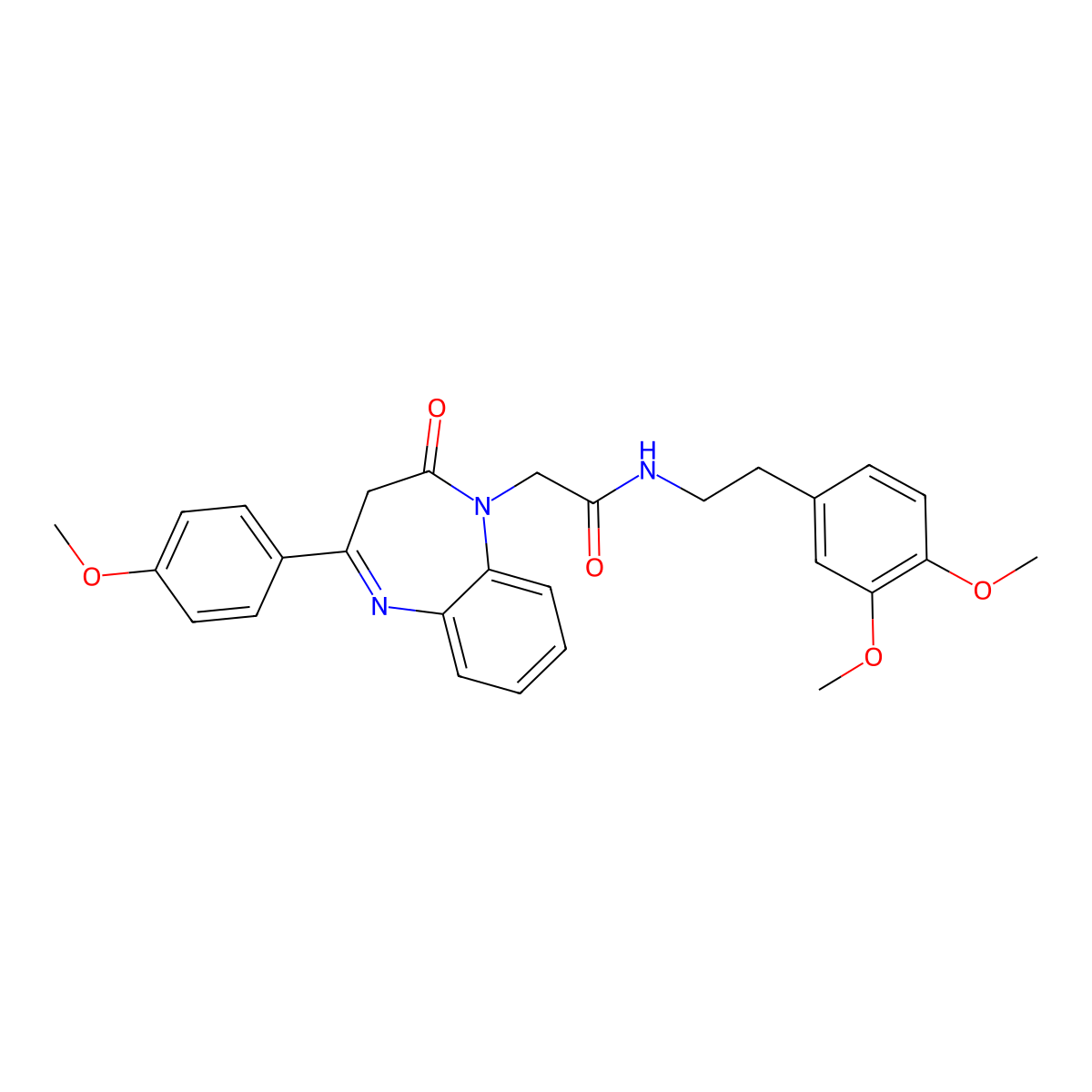 N-[2-(3,4-dimethoxyphenyl)ethyl]-2-[4-(4-methoxyphenyl)-2-oxo-2,3-dihydro-1H-1,5-benzodiazepin-1-yl]acetamide molecular structure, CAS 1189438-44-5