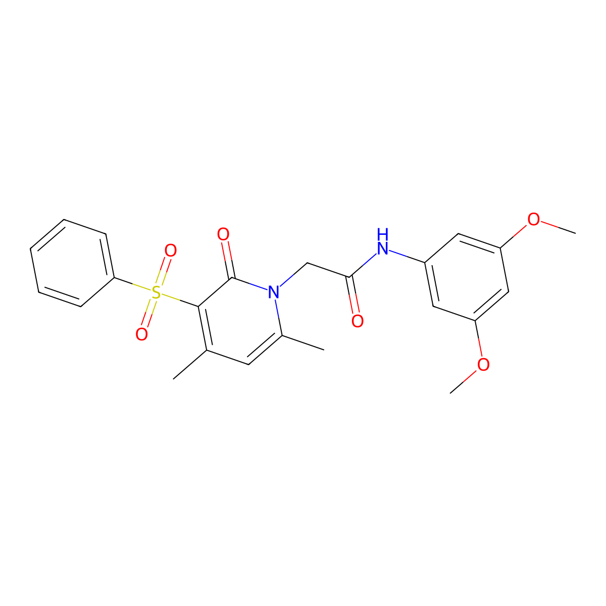 N-(3,5-dimethoxyphenyl)-2-[4,6-dimethyl-2-oxo-3-(phenylsulfonyl)pyridin-1(2H)-yl]acetamide molecular structure, CAS 1189438-85-4