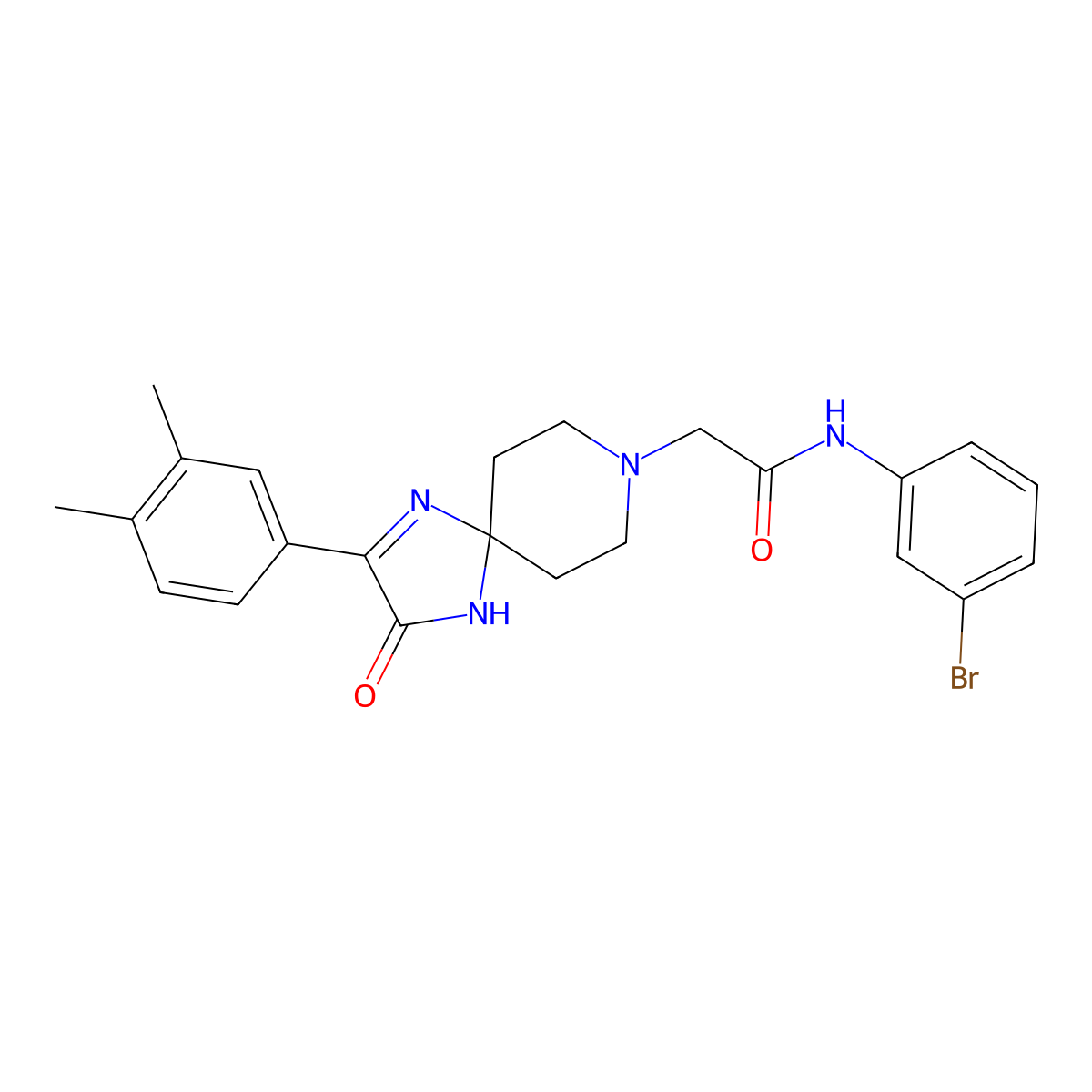 N-(3-bromophenyl)-2-(2-(3,4-dimethylphenyl)-3-oxo-1,4,8-triazaspiro[4.5]dec-1-en-8-yl)acetamide molecular structure, CAS 1189438-97-8