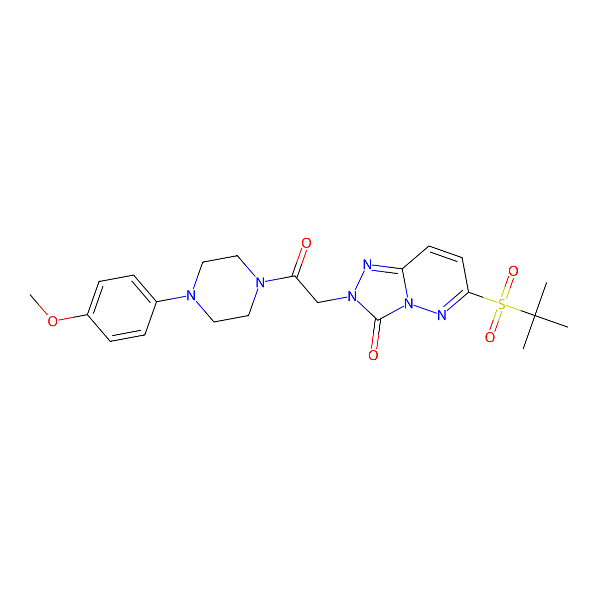 2-{2-[4-(4-methoxyphenyl)piperazin-1-yl]-2-oxoethyl}-6-(2-methylpropane-2-sulfonyl)-2H,3H-[1,2,4]triazolo[4,3-b]pyridazin-3-one molecular structure, CAS 1189439-42-6