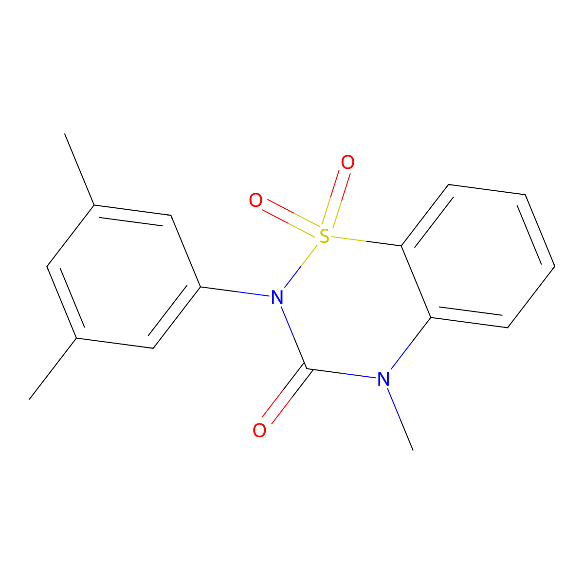 2-(3,5-dimethylphenyl)-4-methyl-3,4-dihydro-2H-1lambda6,2,4-benzothiadiazine-1,1,3-trione molecular structure, CAS 1189440-33-2