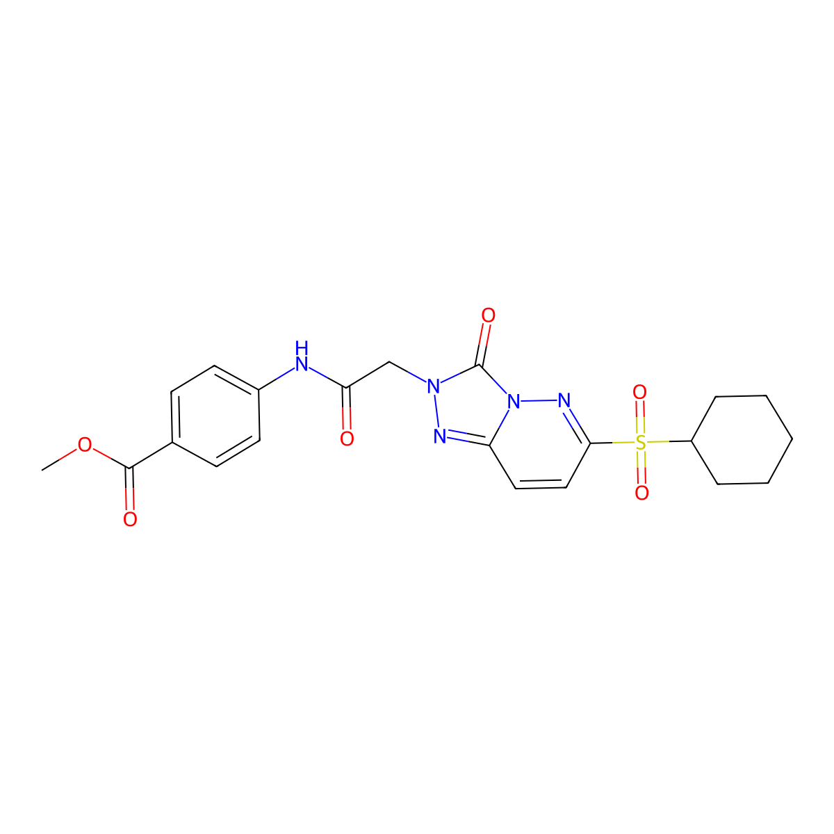 methyl 4-{2-[6-(cyclohexanesulfonyl)-3-oxo-2H,3H-[1,2,4]triazolo[4,3-b]pyridazin-2-yl]acetamido}benzoate molecular structure, CAS 1189441-03-9