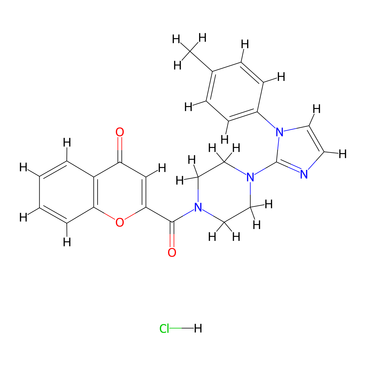 2-(4-(1-(p-tolyl)-1H-imidazol-2-yl)piperazine-1-carbonyl)-4H-chromen-4-one hydrochloride molecular structure, CAS 1189441-68-6
