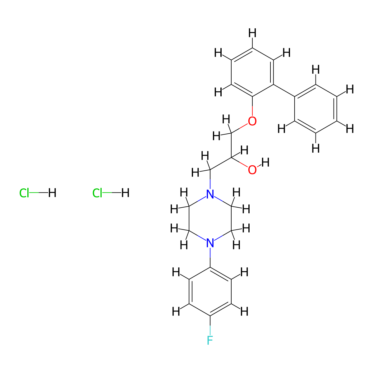 1-{[1,1'-Biphenyl]-2-yloxy}-3-[4-(4-fluorophenyl)piperazin-1-YL]propan-2-OL dihydrochloride molecular structure, CAS 1189441-70-0