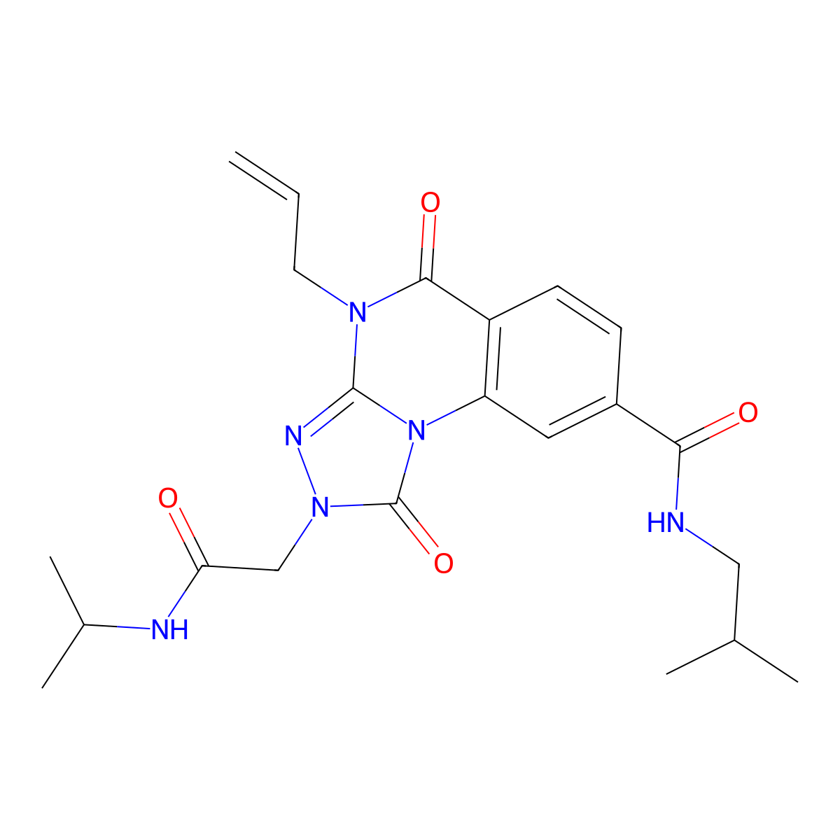 4-allyl-N-isobutyl-2-(2-(isopropylamino)-2-oxoethyl)-1,5-dioxo-1,2,4,5-tetrahydro-[1,2,4]triazolo[4,3-a]quinazoline-8-carboxamide molecular structure, CAS 1189443-24-0