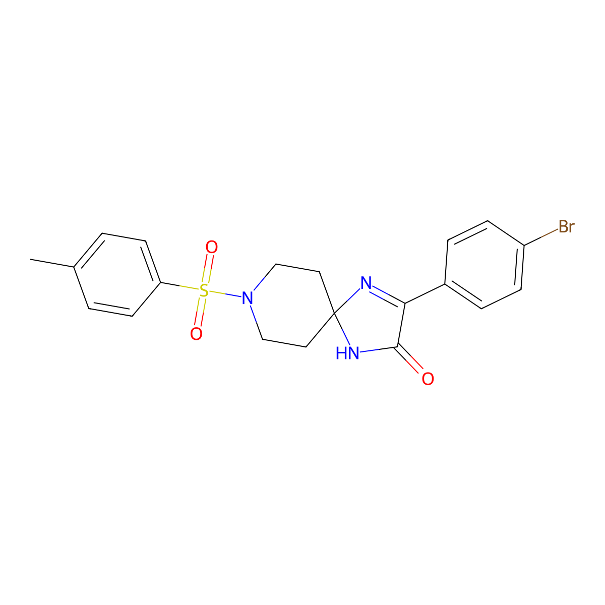 3-(4-Bromophenyl)-8-tosyl-1,4,8-triazaspiro[4.5]dec-3-en-2-one molecular structure, CAS 1189443-43-3
