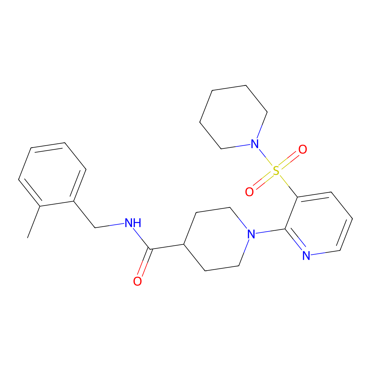 N-(2-methylbenzyl)-1-(3-(piperidin-1-ylsulfonyl)pyridin-2-yl)piperidine-4-carboxamide molecular structure, CAS 1189443-67-1