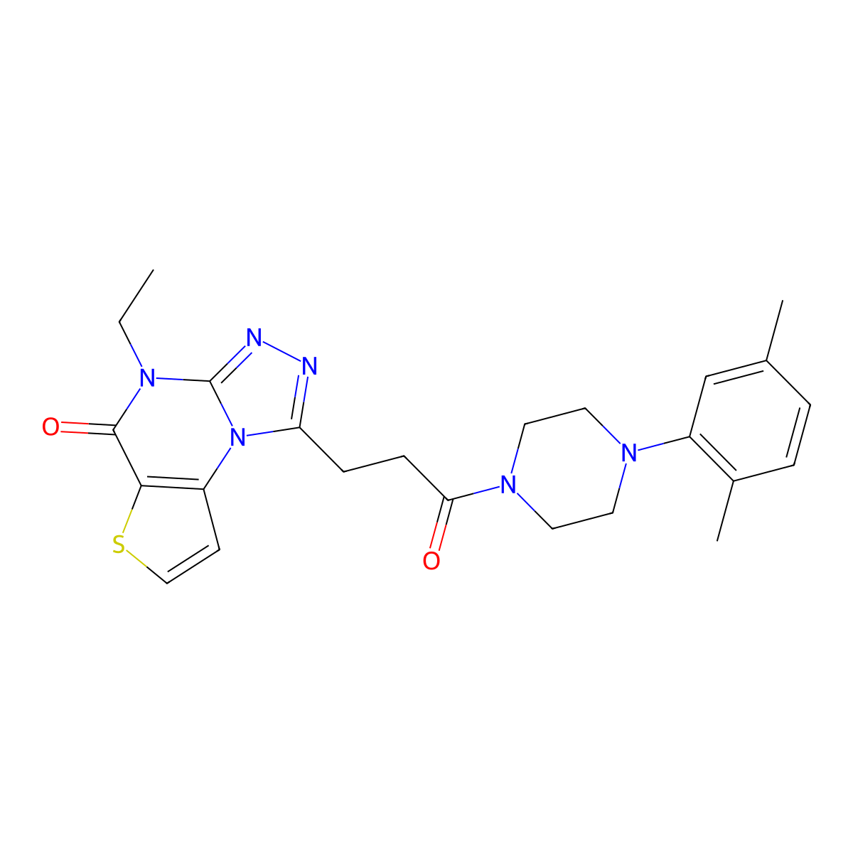 1-(3-(4-(2,5-dimethylphenyl)piperazin-1-yl)-3-oxopropyl)-4-ethylthieno[2,3-e][1,2,4]triazolo[4,3-a]pyrimidin-5(4H)-one molecular structure, CAS 1189444-91-4
