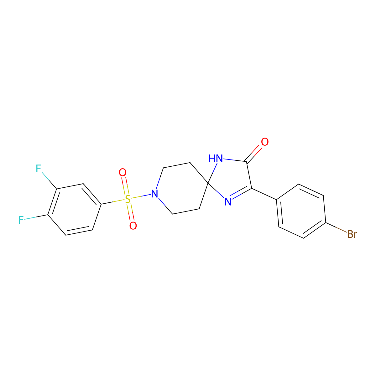 3-(4-Bromophenyl)-8-((3,4-difluorophenyl)sulfonyl)-1,4,8-triazaspiro[4.5]dec-3-en-2-one molecular structure, CAS 1189445-62-2