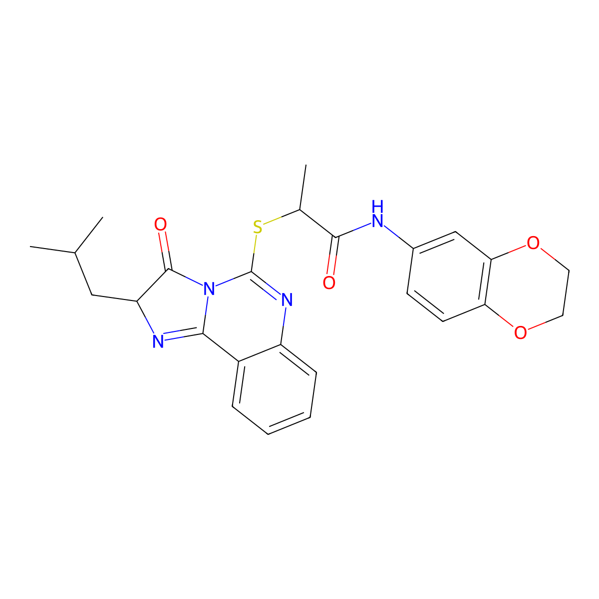 N-(2,3-dihydro-1,4-benzodioxin-6-yl)-2-[(2-isobutyl-3-oxo-2,3-dihydroimidazo[1,2-c]quinazolin-5-yl)thio]propanamide molecular structure, CAS 1189445-63-3