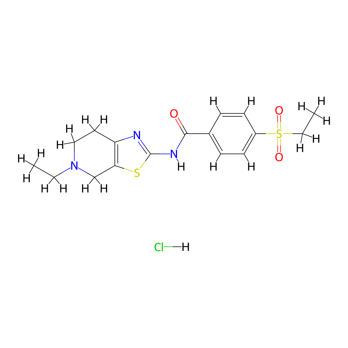 N-(5-ethyl-4,5,6,7-tetrahydrothiazolo[5,4-c]pyridin-2-yl)-4-(ethylsulfonyl)benzamide hydrochloride molecular structure, CAS 1189446-57-8