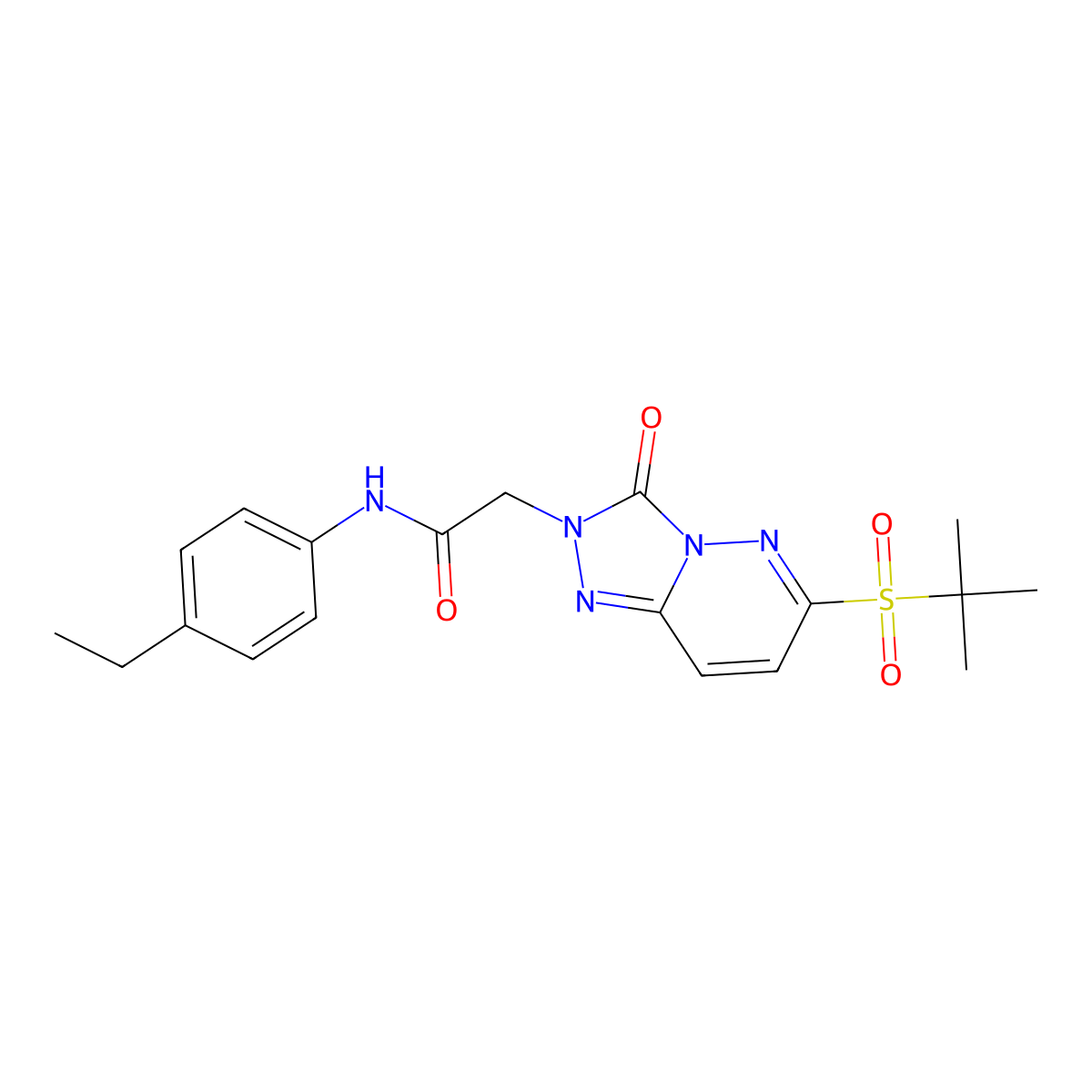 N-(4-ethylphenyl)-2-[6-(2-methylpropane-2-sulfonyl)-3-oxo-2H,3H-[1,2,4]triazolo[4,3-b]pyridazin-2-yl]acetamide molecular structure, CAS 1189446-78-3