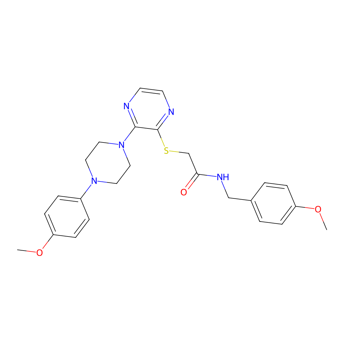 N-[(4-methoxyphenyl)methyl]-2-({3-[4-(4-methoxyphenyl)piperazin-1-yl]pyrazin-2-yl}sulfanyl)acetamide molecular structure, CAS 1189446-97-6