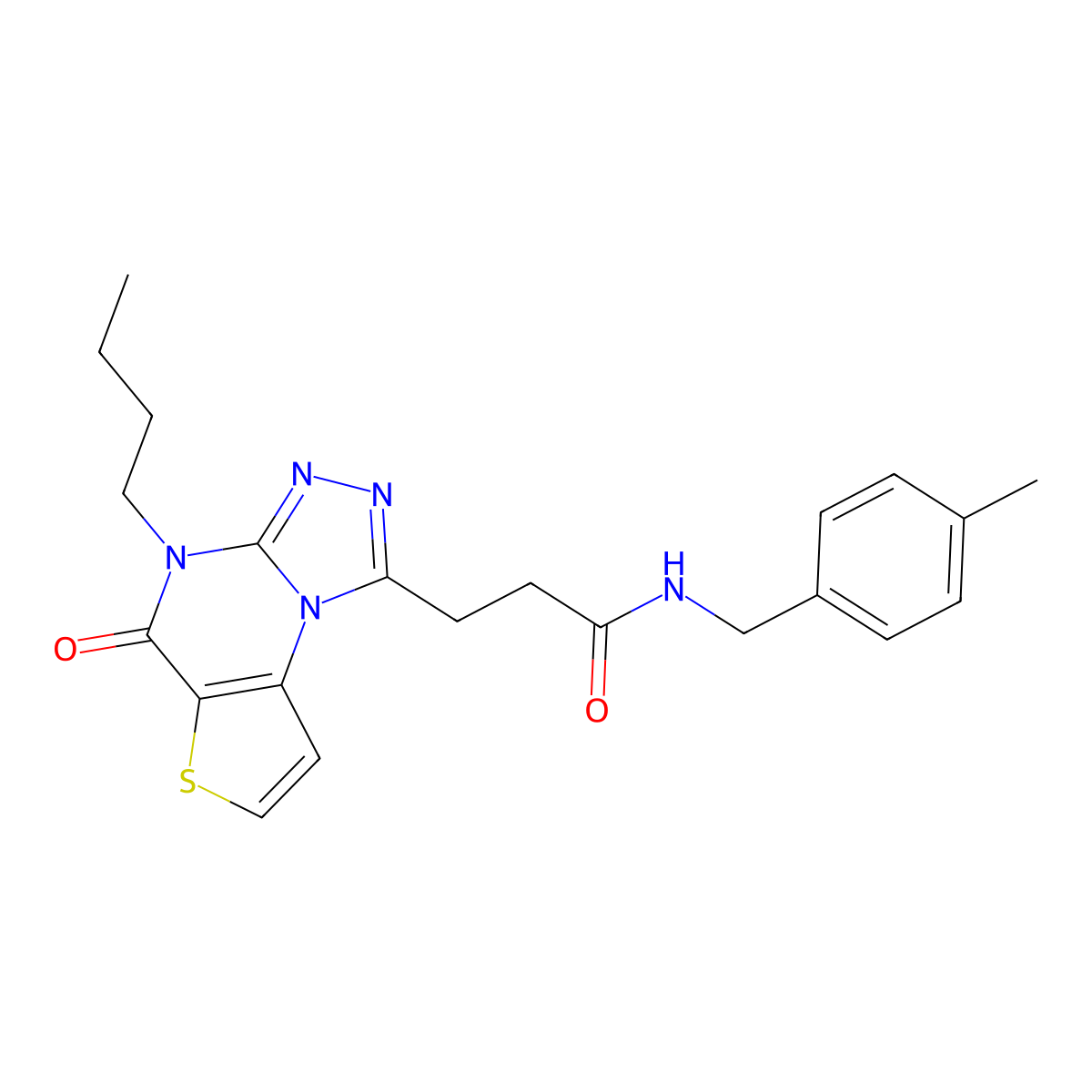 3-(4-butyl-5-oxo-4,5-dihydrothieno[2,3-e][1,2,4]triazolo[4,3-a]pyrimidin-1-yl)-N-(4-methylbenzyl)propanamide molecular structure, CAS 1189447-43-5