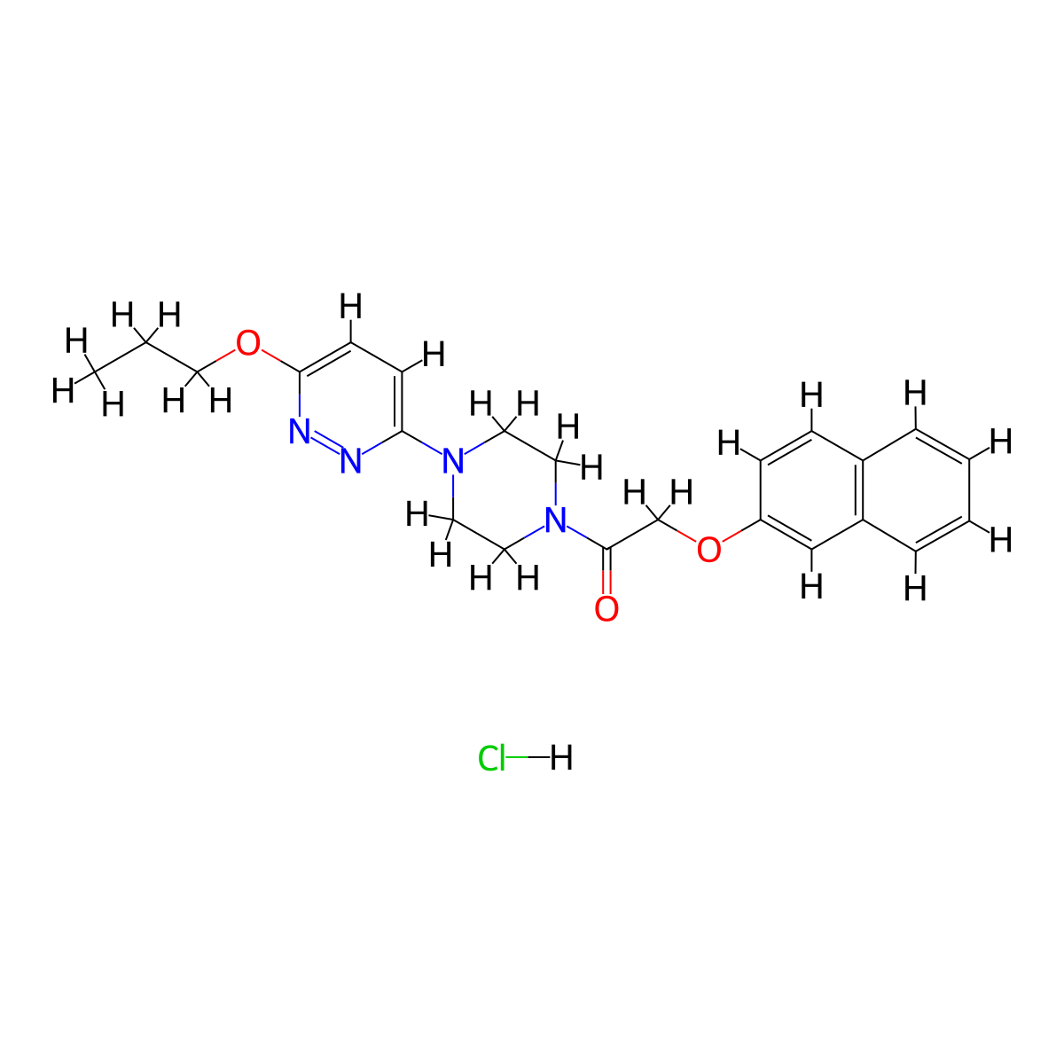 2-(Naphthalen-2-yloxy)-1-(4-(6-propoxypyridazin-3-yl)piperazin-1-yl)ethanone hydrochloride molecular structure, CAS 1189447-55-9